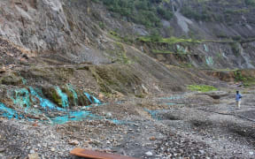 Inside the pit of abandoned Panguna mine in Bougainville