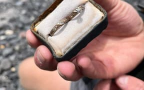 A pair of rings found by hiker David Halberg on Mount Ngauruhoe, in near perfect condition inside a worn ring box