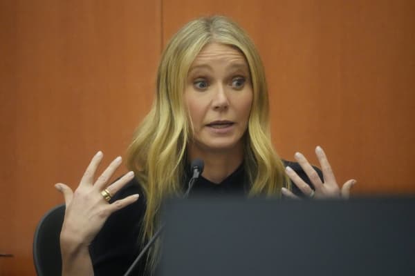 PARK CITY, UTAH - MARCH 24: Gwyneth Paltrow testifies during her trial on March 24, 2023, in Park City, Utah. Terry Sanderson is suing actress Gwyneth Paltrow for $300,000, claiming she recklessly crashed into him while the two were skiing on a beginner run at Deer Valley Resort in Park City, Utah in 2016.   Rick Bowmer-Pool/Getty Images/AFP (Photo by POOL / GETTY IMAGES NORTH AMERICA / Getty Images via AFP)