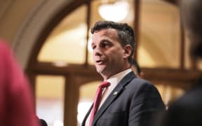 Associate Education Minister David Seymour speaks to media following a free school lunch announcement on 8 May 2024.