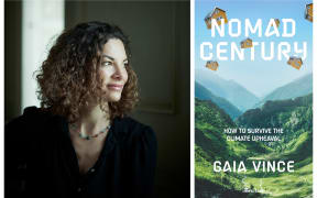 collage of Gaia Vince and the cover of her book "Nomad Century"