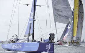 Team Vestas Wind at the start of the race.