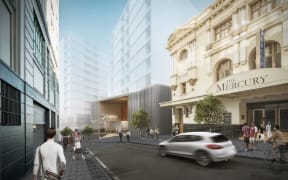 An artist's impression of the Mercury Lane entrance to the proposed uptown Karangahape Road station