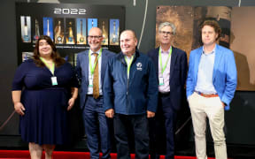 Peter Beck - Rocketlab CEO (far right) and John Beck - Niwa CEO (centre)