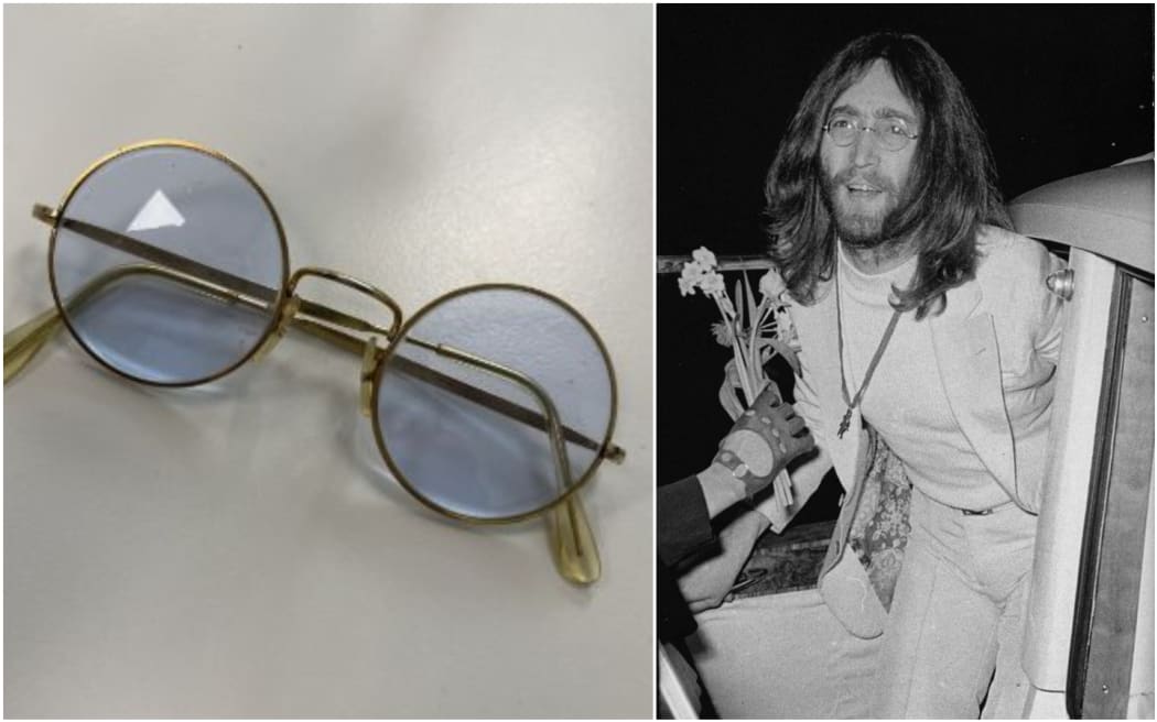 A pair of round blue-tinted glasses worn by John Lennon in 1969 are up for auction.