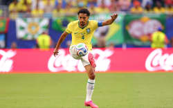 MIAMI, FLORIDA - JUNE 24: Marquinhos of Brazil during the FIFA World Cup 2026 Group C match between Scotland and Brazil at Miami Stadium on June 24, 2026 in Miami, United States. (Photo by Marc Atkins/Getty Images)