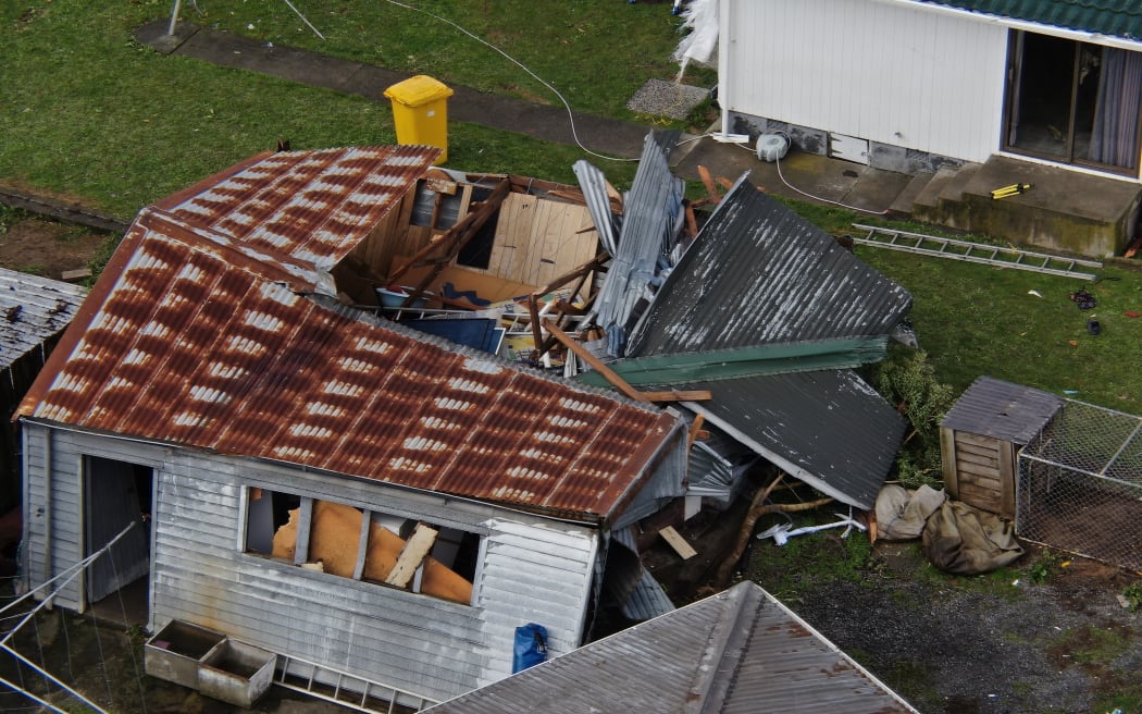 Heavy winds hit Levin in Horowhenua damaging buildings, bringing down trees and power lines and wrecking vegetable crops on 20 May 2022.