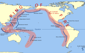 Map showing the Pacific ring of fire