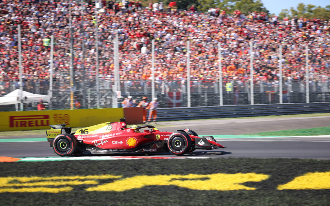 Charles LeClerc in a Ferrari at Monza in 2022.