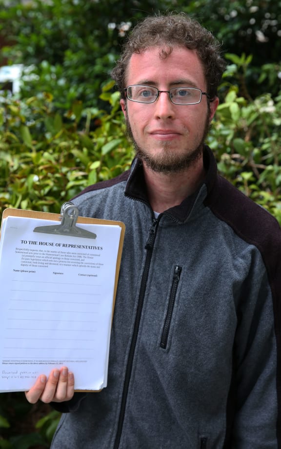 Gay rights petition organiser Wiremu Demchick calls for pardon of prosecuted gay men.