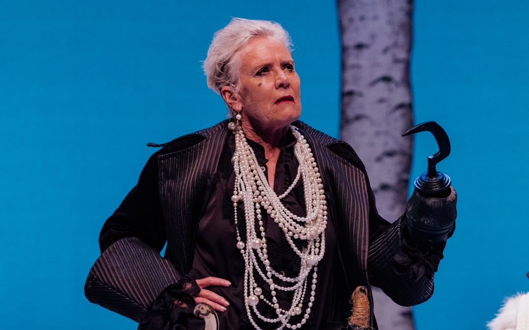 Jennifer Ludlam is Hook and Mr Darling.