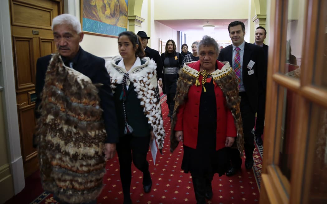 Tūhoe arriving for the final reading of the iwi's Treaty Settlement in Parliament, in 2014. Tūhoe's Treaty settlement was one of the focuses of the recent audit.