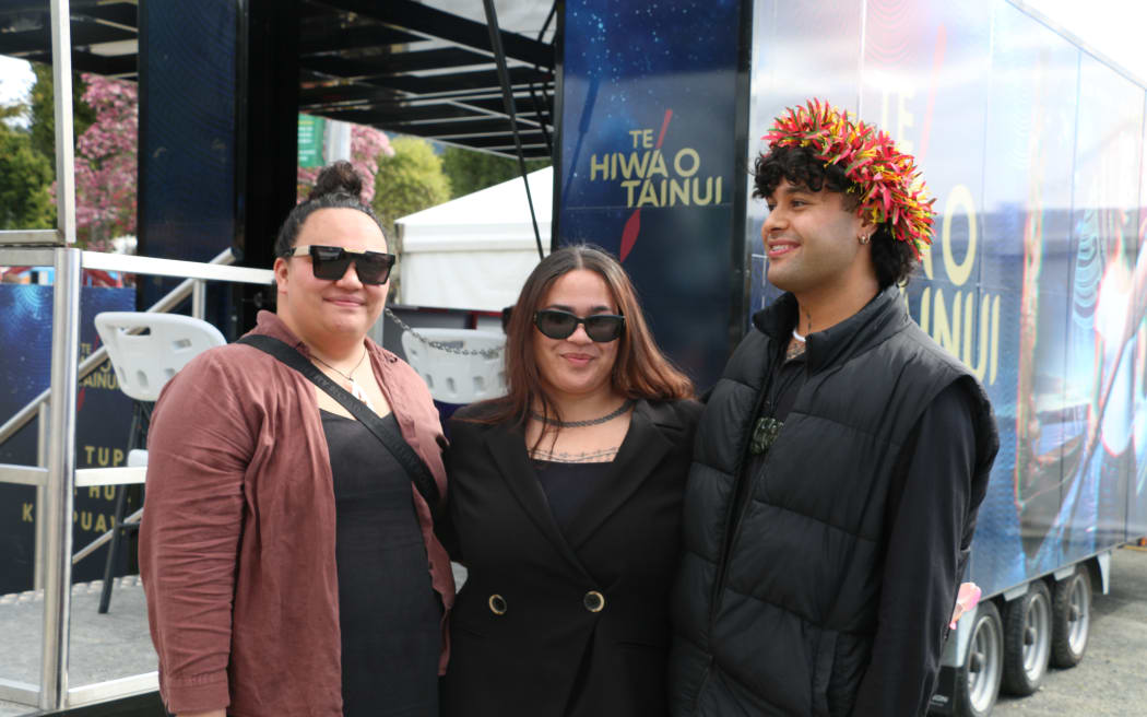 Bree Vincent, Isabella Teina Teokotai, Byron Stewart-Leatau at Koroneihana celebrations 2025.