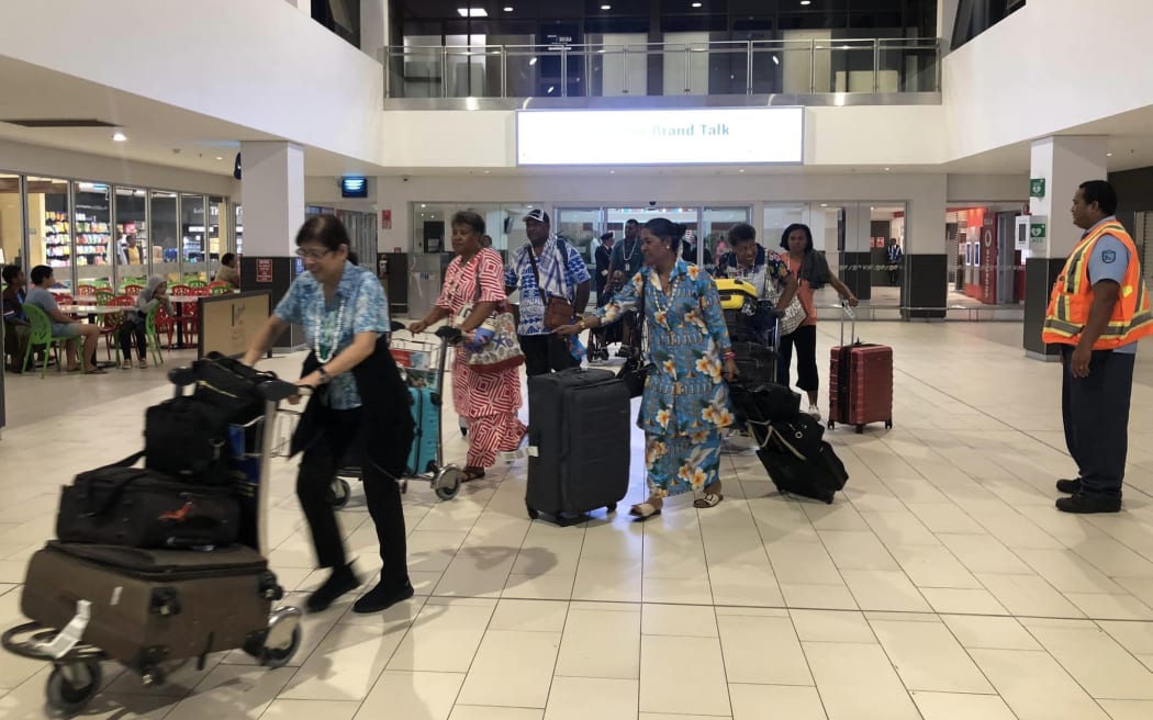 Fijians at the arrivals area at the Nadi International Airport.
