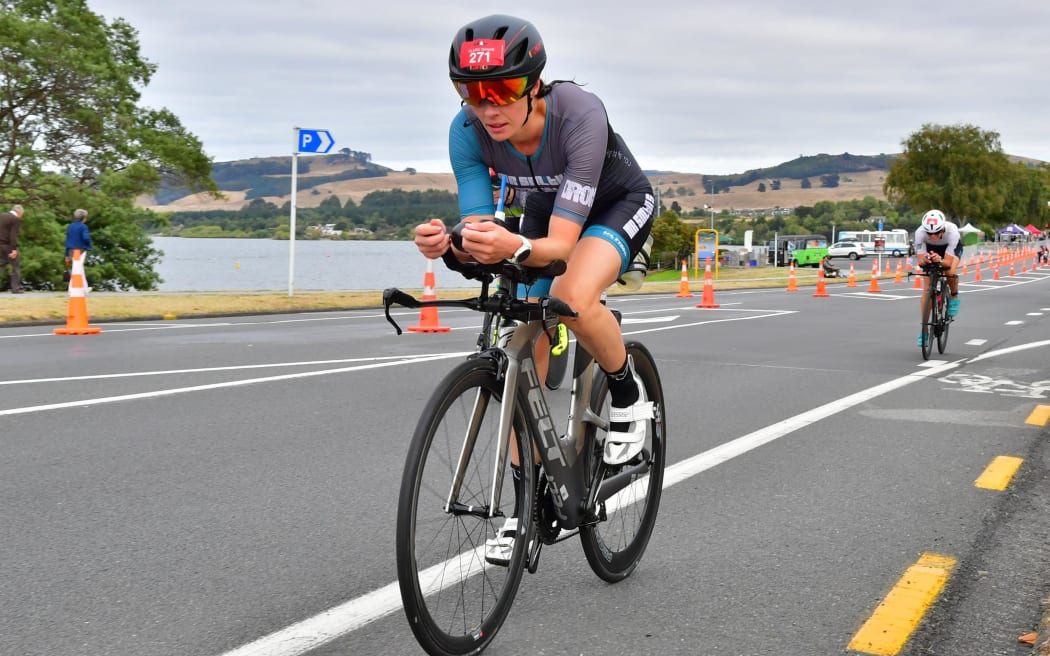 Claire Kirby competes in 2019 Taupo Ironman 70.3