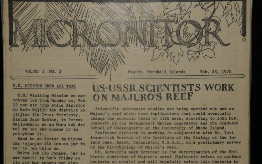 One of the first editions of the Majuro newspaper in 1970, then known as Micronitor.