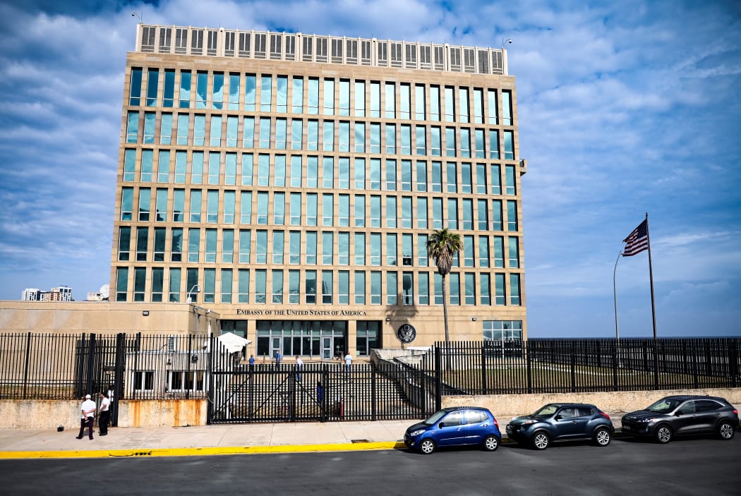 View of the United States Embassy in Havana on May 20, 2021.