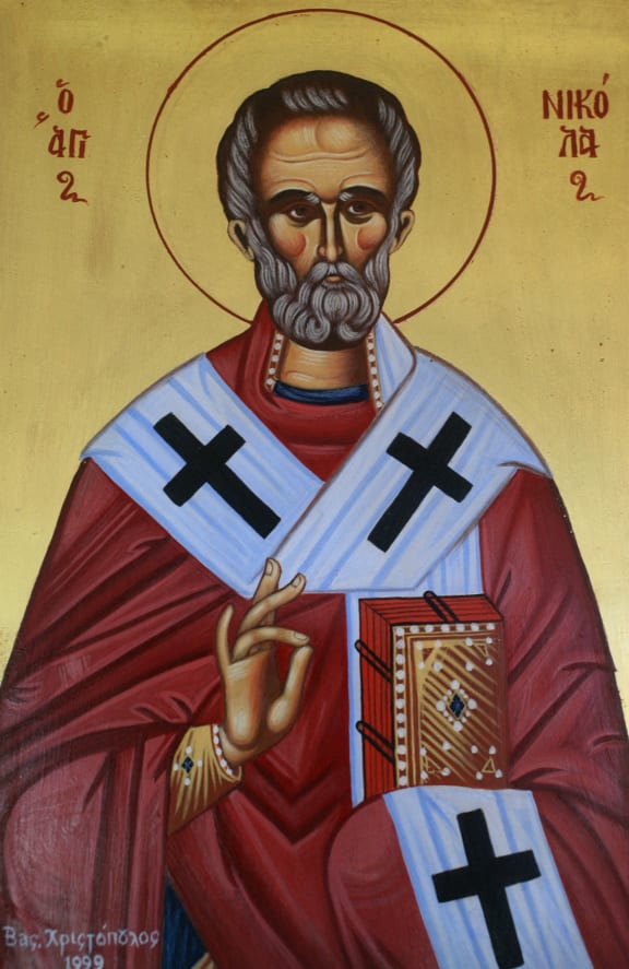 A Saint Nicholas Greek orthodox icon. (Photo by Godong / Photononstop / Photononstop via AFP)