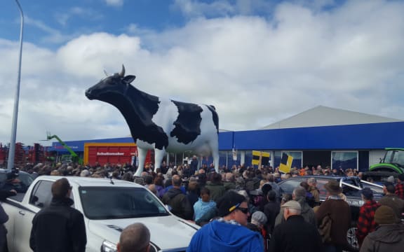 About 500 people turned out for the Morrinsville protest.
