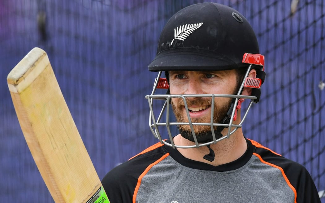 Kane Williamson in the nets at Old Trafford in Manchester ahead of the World Cup semi-final against India.