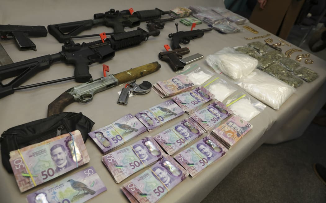 Methamphetamine, cannabis, cahsh, jewellery, gold and firearms were seized during the warrants.