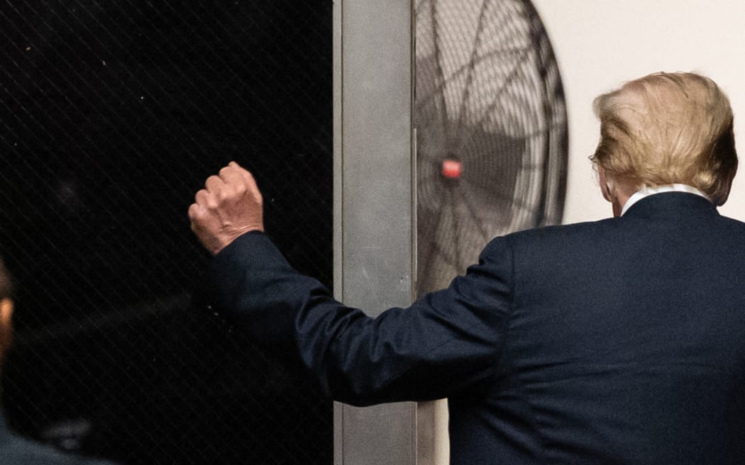 Former U.S. President Donald Trump returns from a break to his criminal trial at Manhattan Criminal Court on May 29, 2024 in New York City.