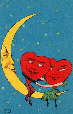 hearts on the moon - 1907 illustration