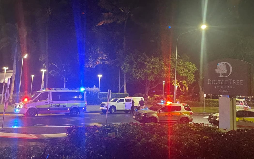 Police have declared an emergency around the DoubleTree by Hilton on Cairns Esplanade and evacuated up to 400 people after the crash which happened shortly before 2am, a Queensland Ambulance Service (QAS) spokeswoman said.