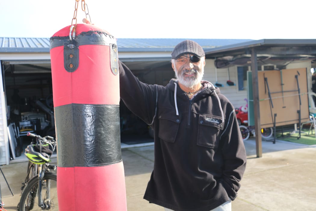 Te Kehukehu's garage was transformed into a gym to help keep up the whanau's fitness regime.