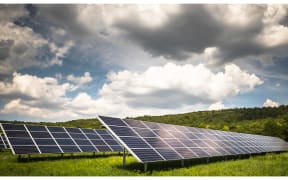 stock image of a solar farm