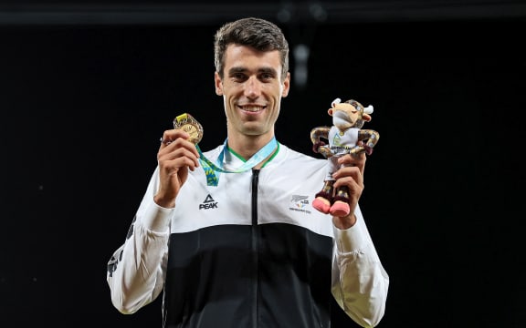 Gold medalist Hamish Kerr of New Zealand. Birmingham Commonwealth Games high jump.