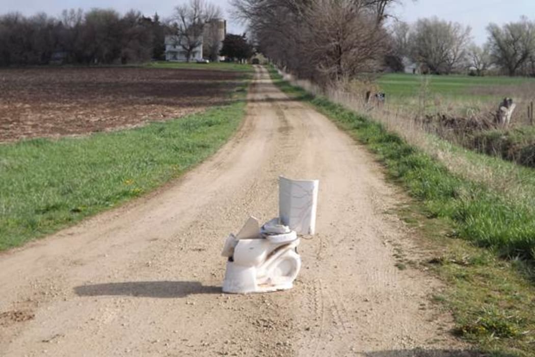 Toilet in Driveway