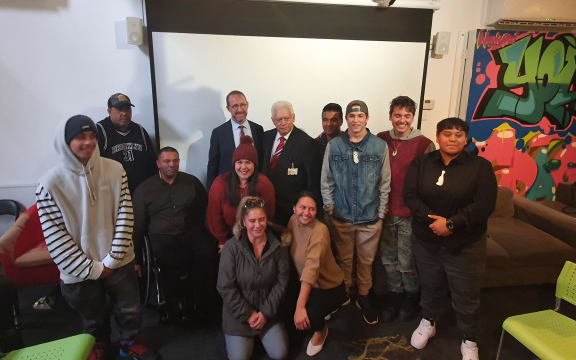 Health Minister Andrew Little with rangatahi at Whangārei's Youth Space.