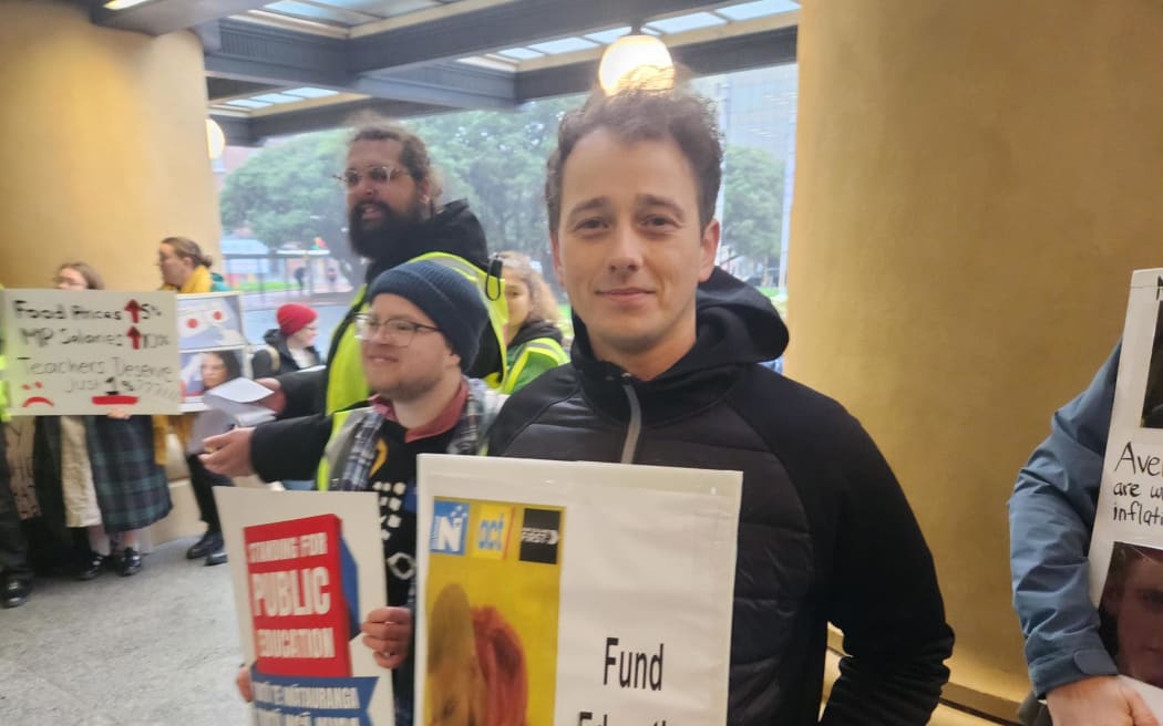 James Weston at Wellington Railway Station during the teachers' strike.