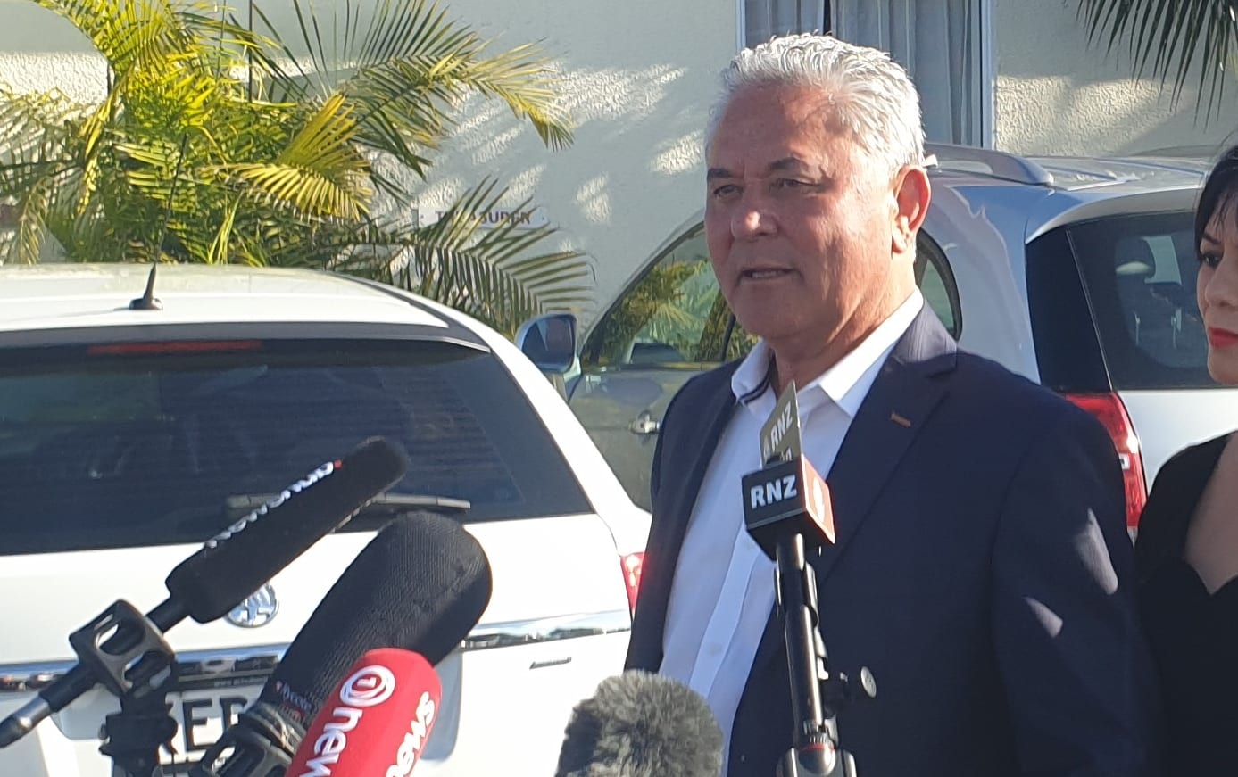 John Tamihere addresses media at the conclusion of his unsuccessful mayoral campaign.