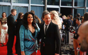 This year's hosts Jon Toogood and comedian Laura Daniels on the red carpet.
