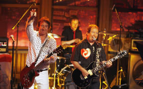 The Buzzcocks, with Steve Diggle (L), Pete Shelley, and Danny Farrant (rear).