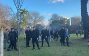 Camp Sovereignty organisers say a group of far-right demonstrators attacked the camp on Sunday afternoon