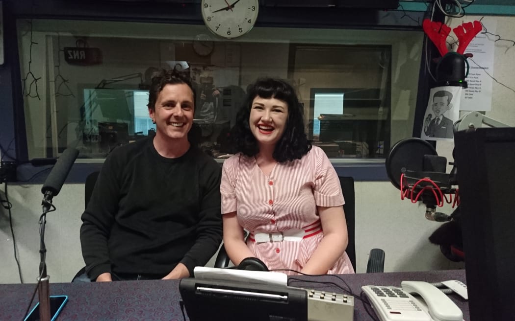 Sing Sing Sing's Reuben Bradley and Lauren Armstrong at RNZ Wellington.