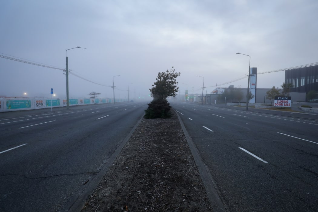 Bealey Ave, Christchurch on the morning of 26 March, on the first day of the nationwide Covid-19 lockdown.