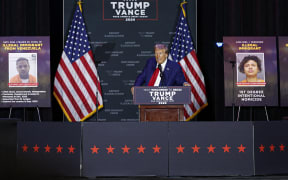 Former US President and Republican presidential candidate Donald Trump delivers remarks at the Prairie du Chien Area Arts Center in Prairie du Chien, Wisconsin, on September 28, 2024. (Photo by KAMIL KRZACZYNSKI / AFP)