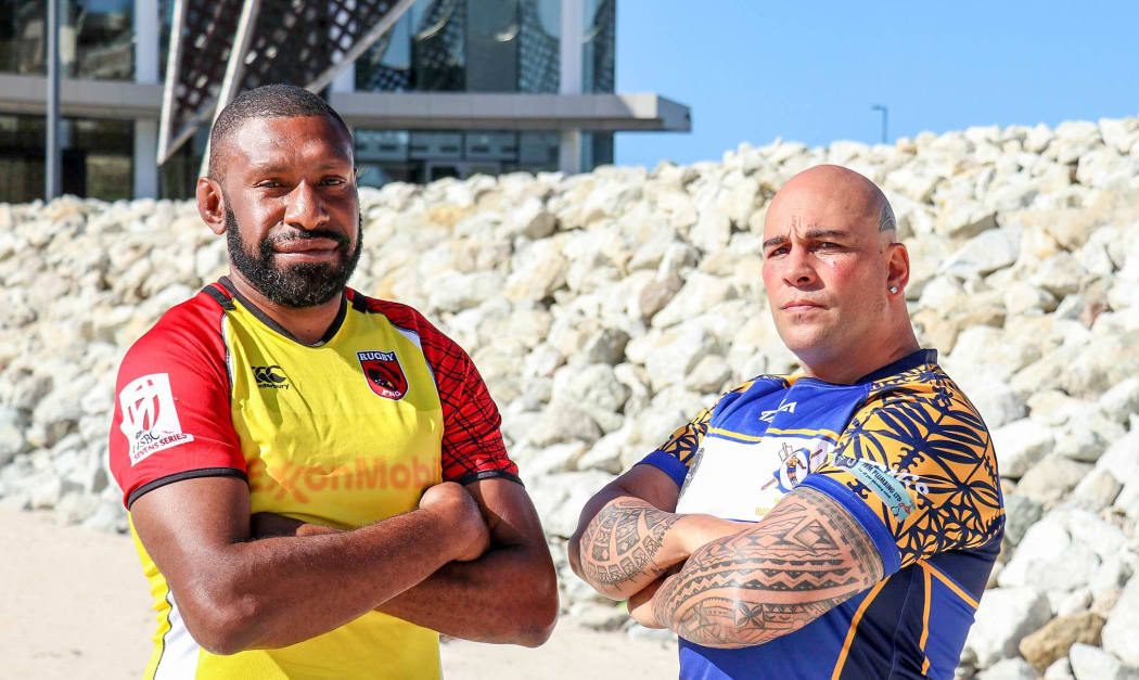 PNG captain Ahulo Ottio and Niue captain Luka Gibbs.