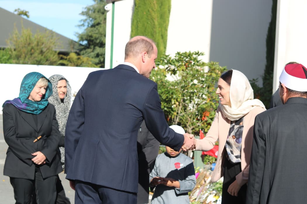 Prince William visiting Al Noor Mosque.