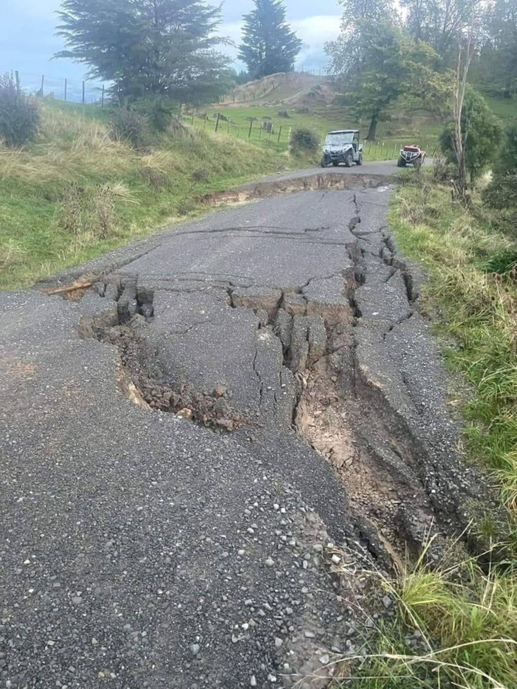 Damage to roads north of Gisborne after torrential rain and flooding,