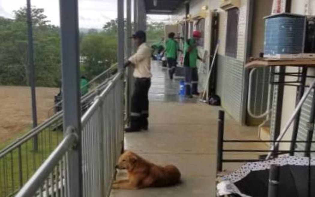 Employees of service providers working at the East Lorengau Transit Centre on Manus Island.