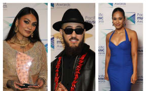 Singer Aaradhna. Samson Rambo and Gaby Solomona at the Pacific Music Awards.