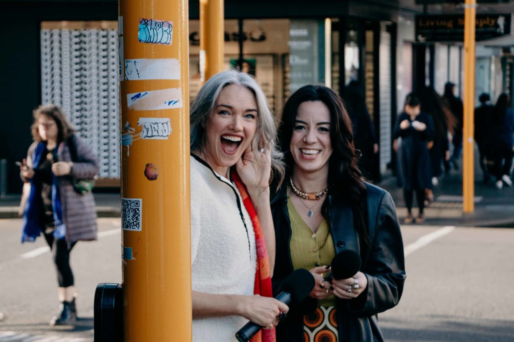 Petra Bagust and Charlotte Cook on the street