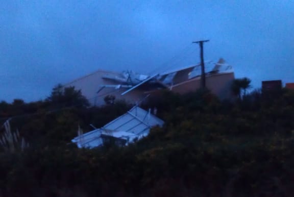 A storage shed in Grenada North was severely damaged.