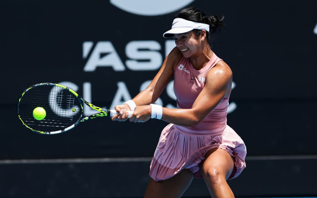 Philippines' Alexandra Eala during Round 16 Singles Women’s ASB Classic Tennis Tournament at Manuka Doctor Arena, Auckland, New Zealand on Thursday 8 January 2026.
Photo: Joshua Devenie / www.photosport.nz