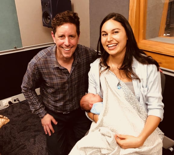 Wallace Chapman with Nadia Lim and newborn River